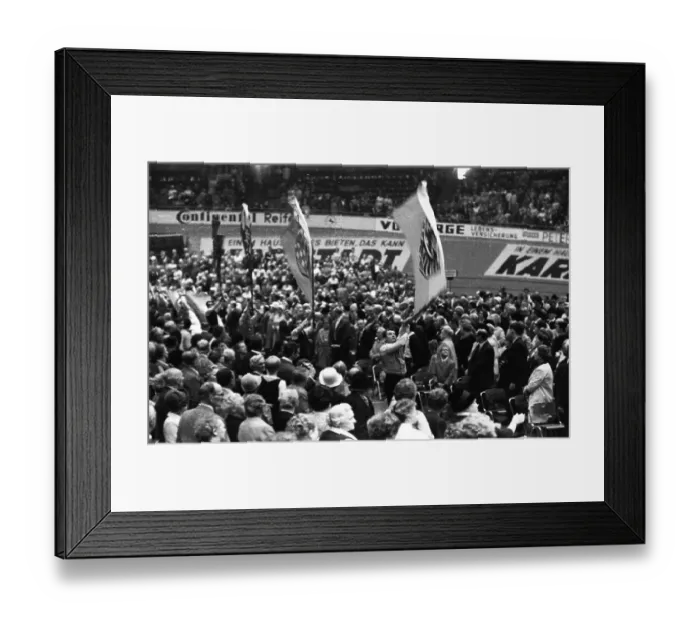 Framed Print : Meeting of displaced persons from Waldenburg