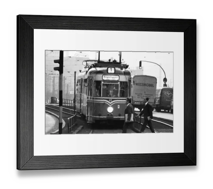 Framed Print : Urban transport in 1968 in the city of Dortmund