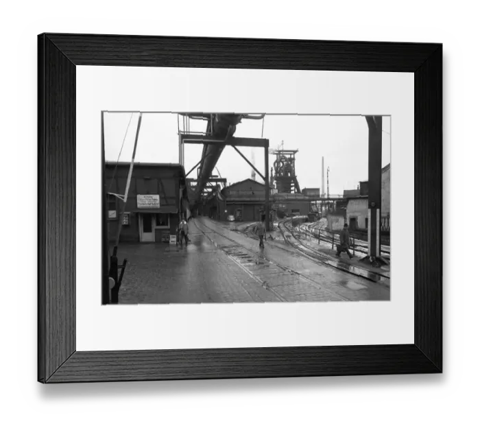 Framed Print : The Kloeckner Hasper Huette, shown here during a shift change on 27 Framed Print : The Kloeckner Hasper Huette, shown here during a shift change on 27