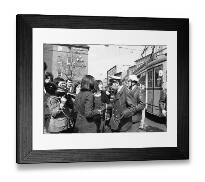 Framed Print : Led by students and accompanied and observed by the police Framed Print : Led by students and accompanied and observed by the police