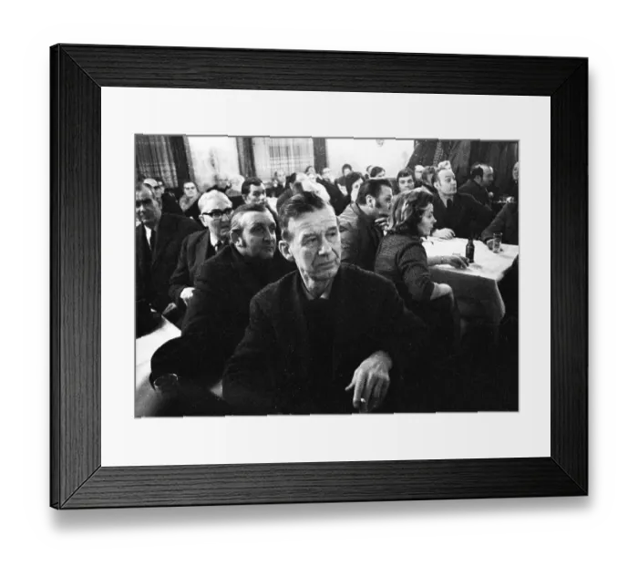 Framed Print : Concerned faces predominate at the tenants protest meeting of RAG (Ruhrkohle AG) tenants on 1 Framed Print : Concerned faces predominate at the tenants protest meeting of RAG (Ruhrkohle AG) tenants on 1