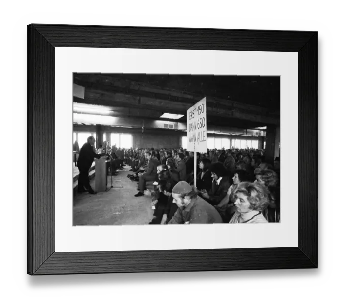Framed Print : At the works meeting of the Deutsche Edelstahlwerke (DEW) in Bochum on 6 December 1973