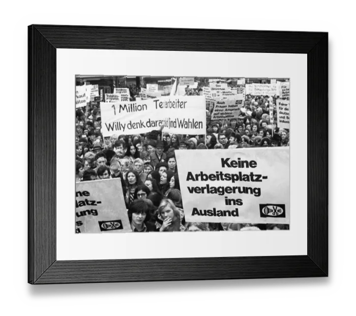 Framed Print : The Textile and Garment Workers Union (GTB) demonstrated in Bonn with about 10