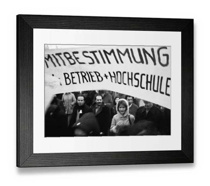 Framed Print : The dismissal of workers at the Mannesmann factory after a spontaneous strike not led by the union provoked protests by