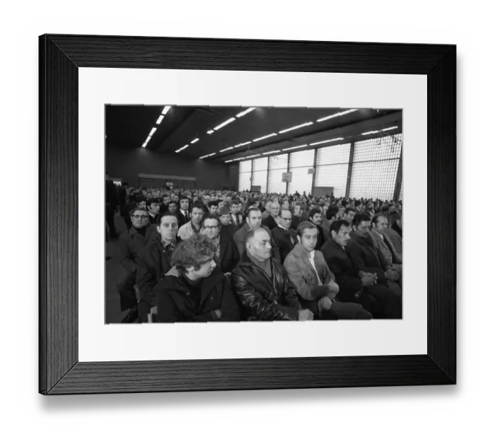 Framed Print : The dismissal of workers at Mannesmann-Werke after a spontaneous strike not led by the union provoked protests by