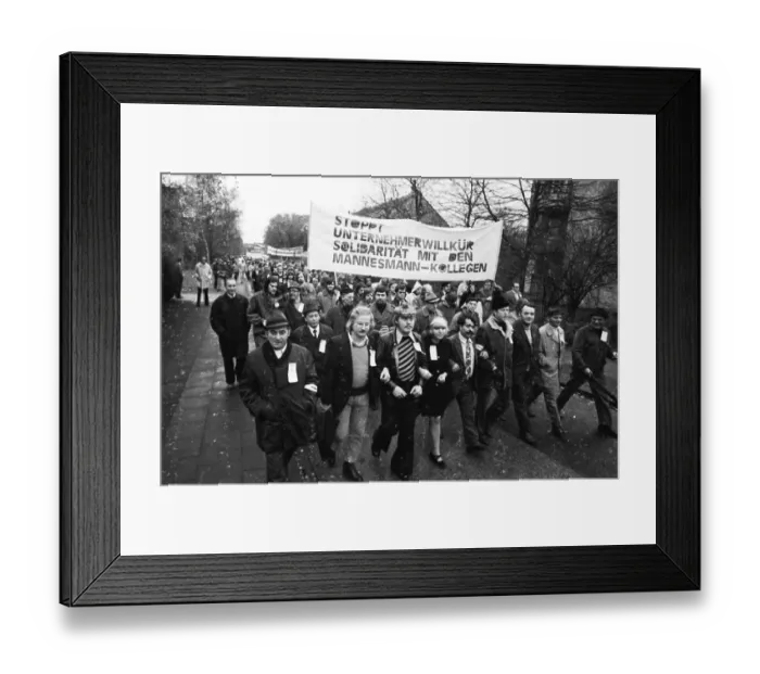 Framed Print : The dismissal of workers at the Mannesmann factory after a spontaneous strike not led by the union provoked protests by Framed Print : The dismissal of workers at the Mannesmann factory after a spontaneous strike not led by the union provoked protests by
