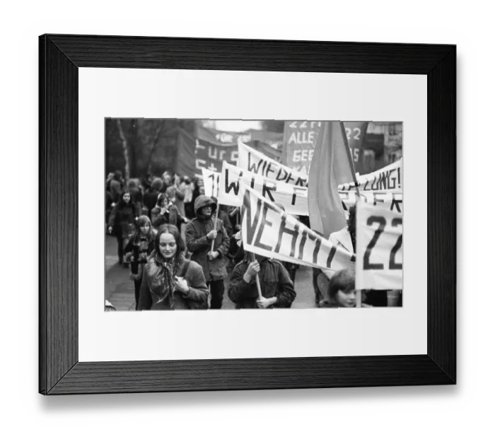 Framed Print : The dismissal of workers at the Mannesmann factory after a spontaneous strike not led by the union provoked protests by
