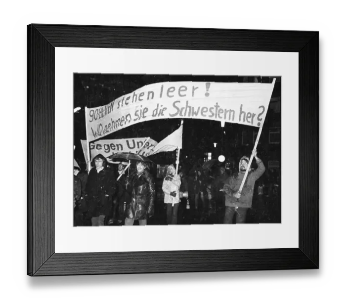 Framed Print : The dismissal of two nurses was protested by parts of the staff at Essen Hospital on 19 October 1973 Framed Print : The dismissal of two nurses was protested by parts of the staff at Essen Hospital on 19 October 1973