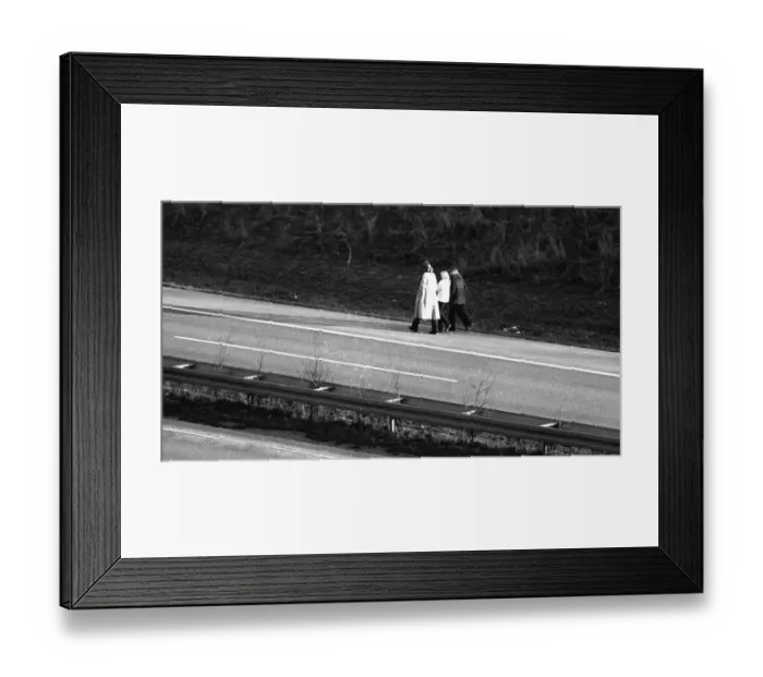 Framed Print : Children, walkers, cyclists crowded the motorway at the Kamen intersection on 9 December 1973