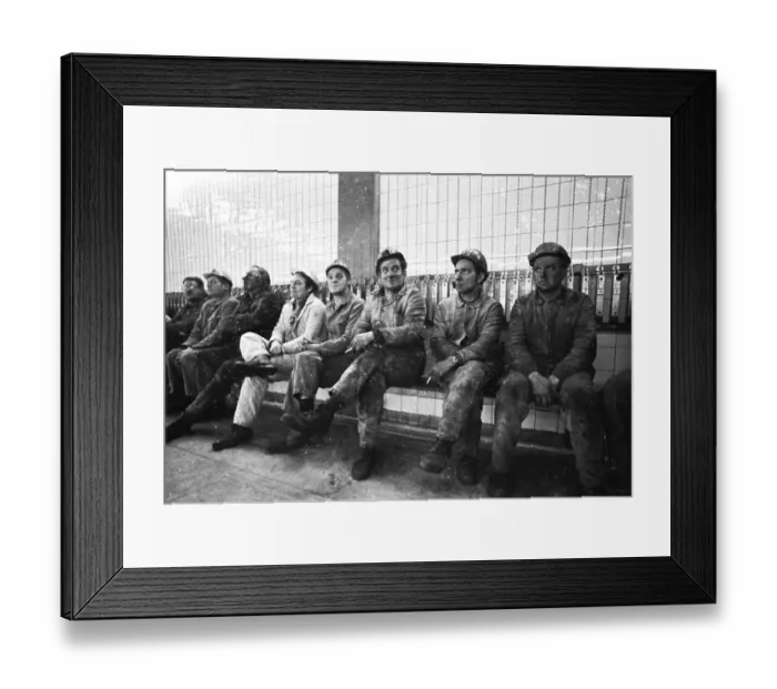 Framed Print : A workers meeting in the wash-house of the Monopol colliery on 18 November 1973 in Kamen was replaced by a