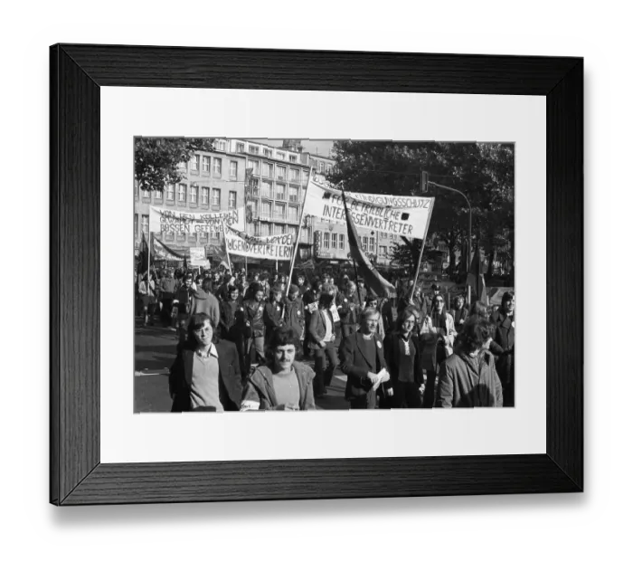 Framed Print : A demonstration initiated by the German Federation of Trade Unions (DGB) on 27 October 1973 in Cologne