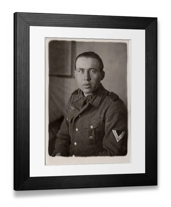 Framed Print : Photo print, a soldier in uniform