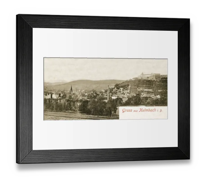 Framed Print : Historic postcard about 1900 Kulmbach with Plassen castle Upper Franconia Germany