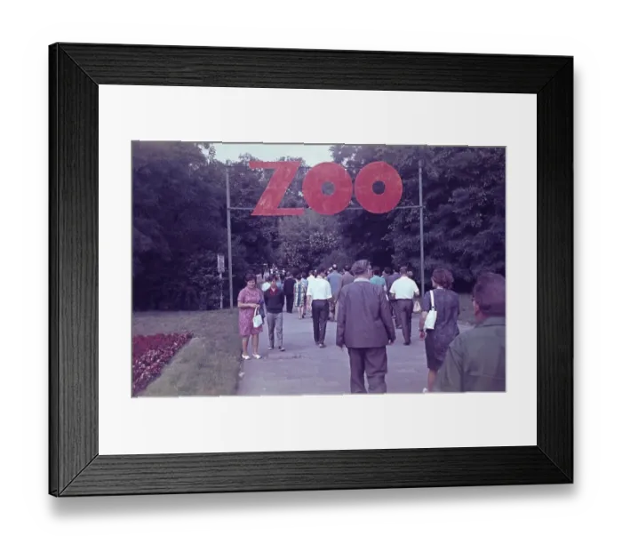 Framed Print : Visitors at the entrance of a zoo