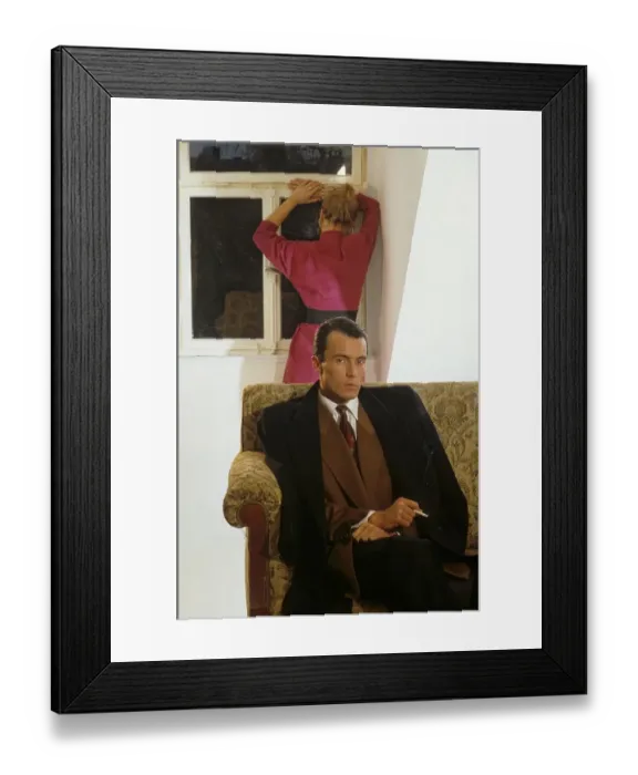 Framed Print : Couple arguing, scene, He smoking cigarette