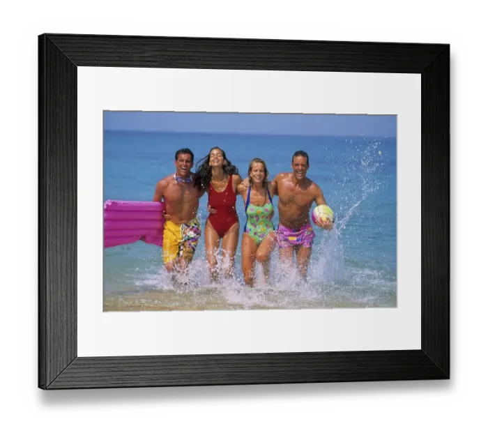 Framed Print : Young people bathing in the sea