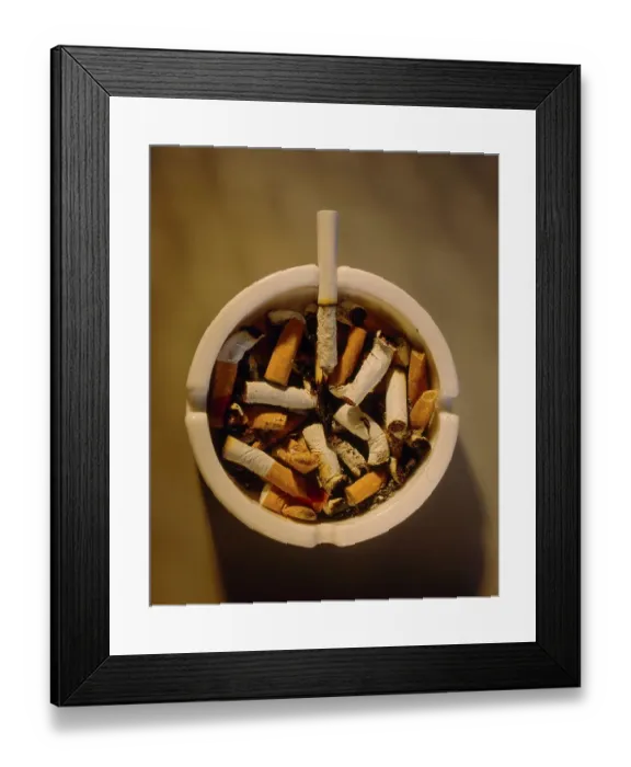 Framed Print : Ashtray with cigarette butts Ashtray