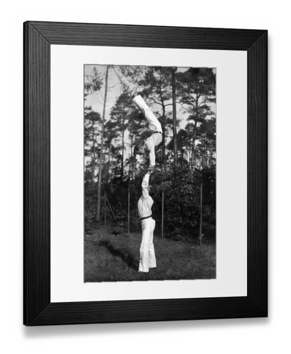Framed Print : Handstand on the hands of another, ca