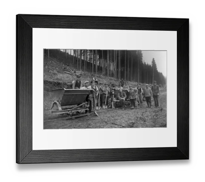 Framed Print : Group picture, workers in the forest