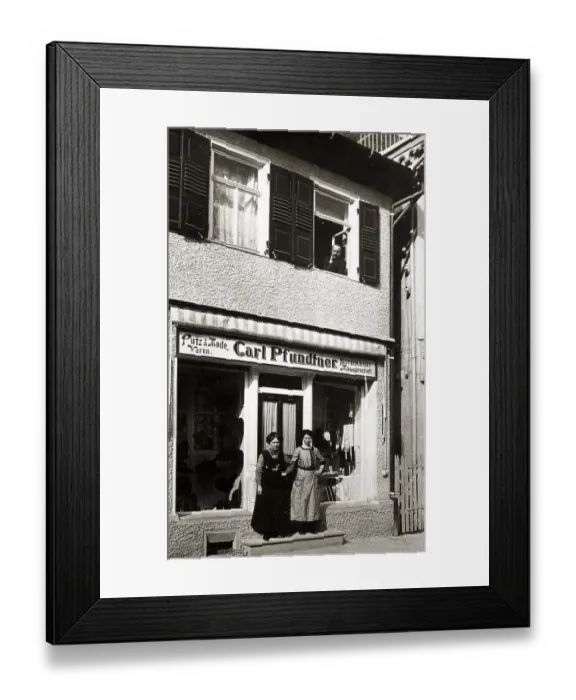 Framed Print : Two saleswomen in front of the fashion store Carl Pfundtner Framed Print : Two saleswomen in front of the fashion store Carl Pfundtner