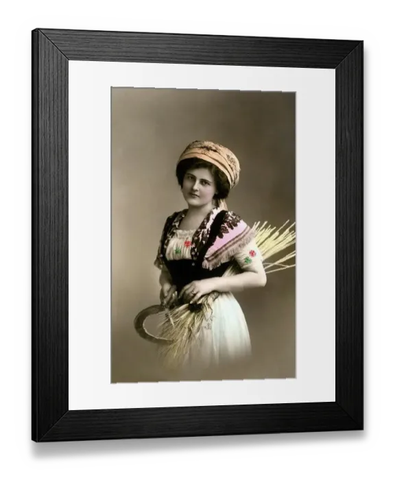 Framed Print : Woman with sickle and straw, 1910s