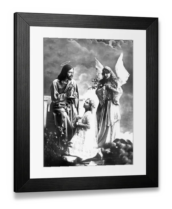 Framed Print : Jesus with angel and girl, 1920s, Germany, Europe