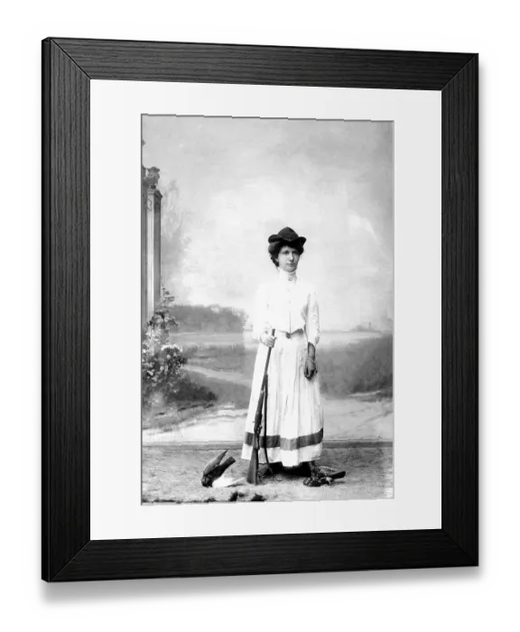 Framed Print : Woman with Rifle and Killed Birds