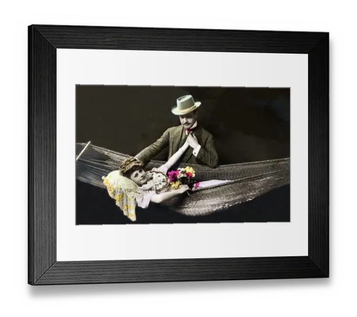 Framed Print : Flirt, man holds around a woman's hand Framed Print : Flirt, man holds around a woman's hand