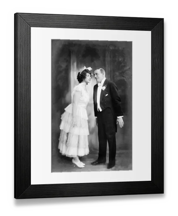 Framed Print : Theater, couples, flirting, man and woman