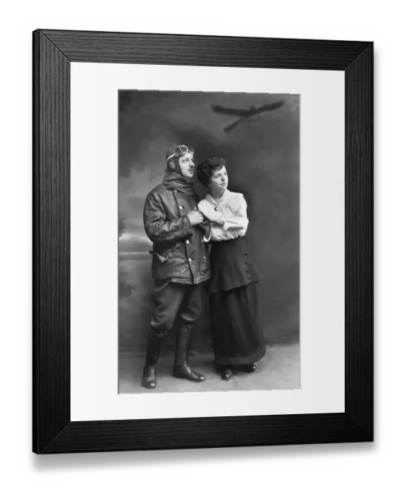 Framed Print : Pair, man in pilot's clothes, ca Framed Print : Pair, man in pilot's clothes, ca