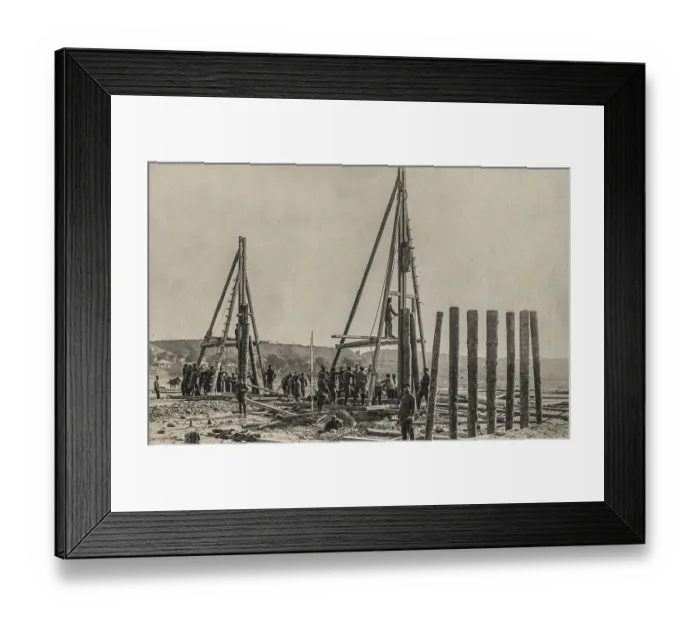 Framed Print : World War I, German soldiers building bridges