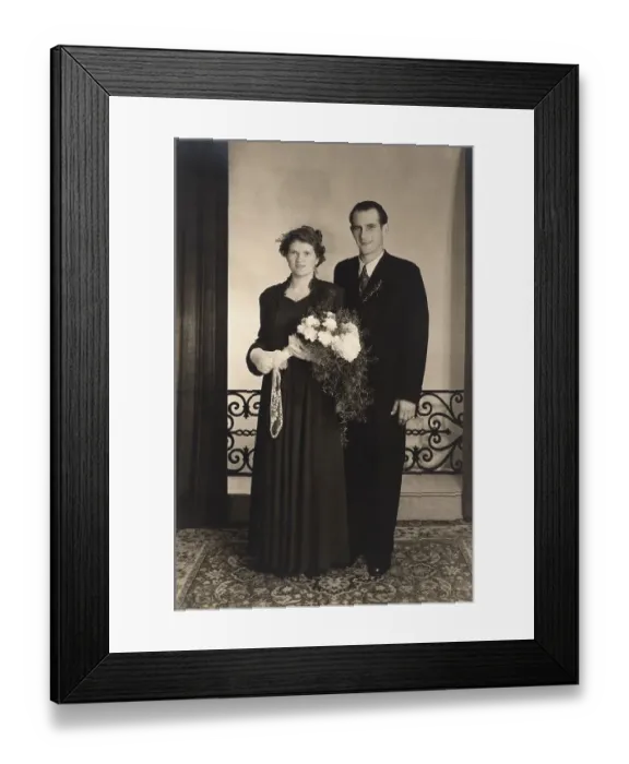 Framed Print : Historical picture, wedding couple, 1947