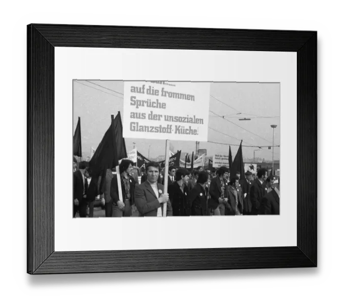 Framed Print : 2000 workers, employees and relatives demonstrated in Wuppertal on 18