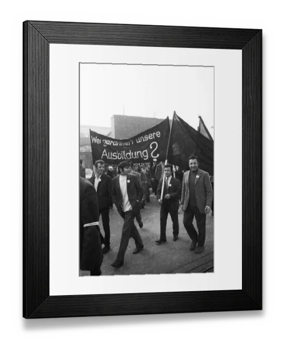 Framed Print : 2000 workers, employees and relatives demonstrated in Wuppertal on 18