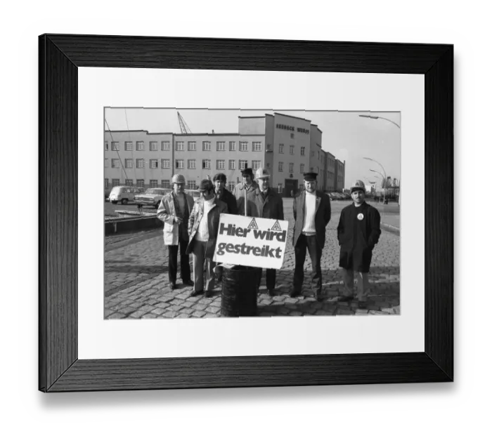 Framed Print : The strike action in the collective bargaining dispute of the Industriegewerkschaft Metall (IG Metall)