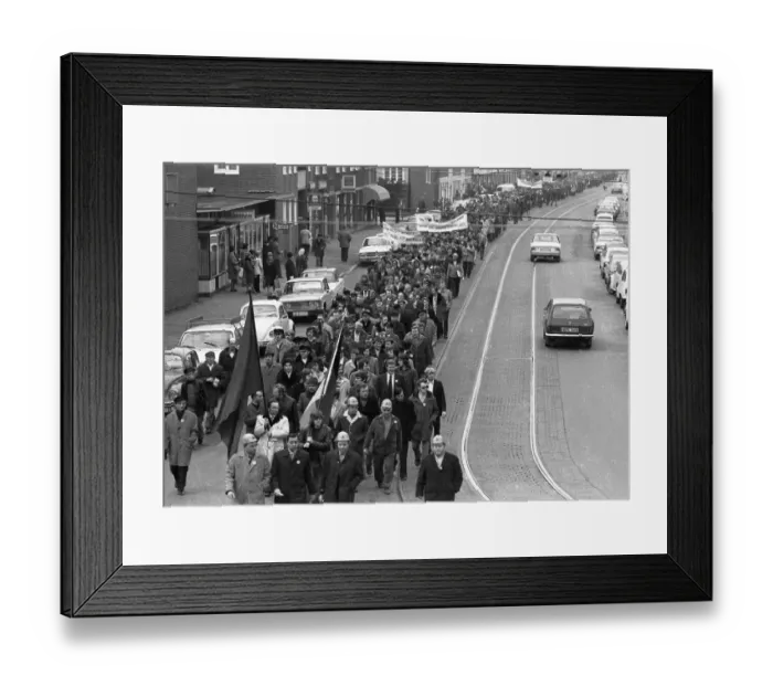 Framed Print : The strike action in the collective bargaining dispute of the Industriegewerkschaft Metall (IG Metall)