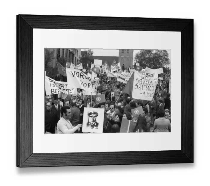 Framed Print : Portuguese in Dortmund and the Ruhr area demonstrated against the military junta in their country on 5 May 1974 Framed Print : Portuguese in Dortmund and the Ruhr area demonstrated against the military junta in their country on 5 May 1974