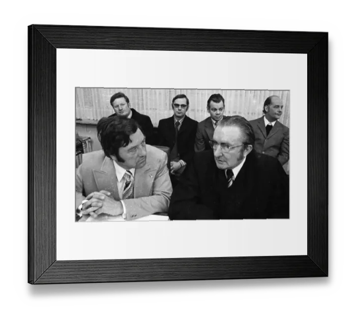 Framed Print : At the same time, workers of Mannesmann AG in Duisburg demonstrated against the dismissal of 22 company employees Framed Print : At the same time, workers of Mannesmann AG in Duisburg demonstrated against the dismissal of 22 company employees