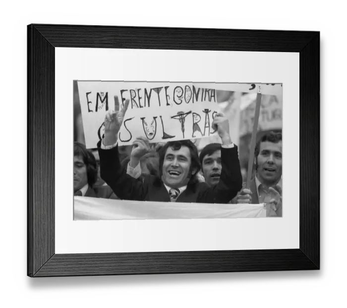 Framed Print : Portuguese in Dortmund and the Ruhr area demonstrated against the military junta in their country on 5 May 1974