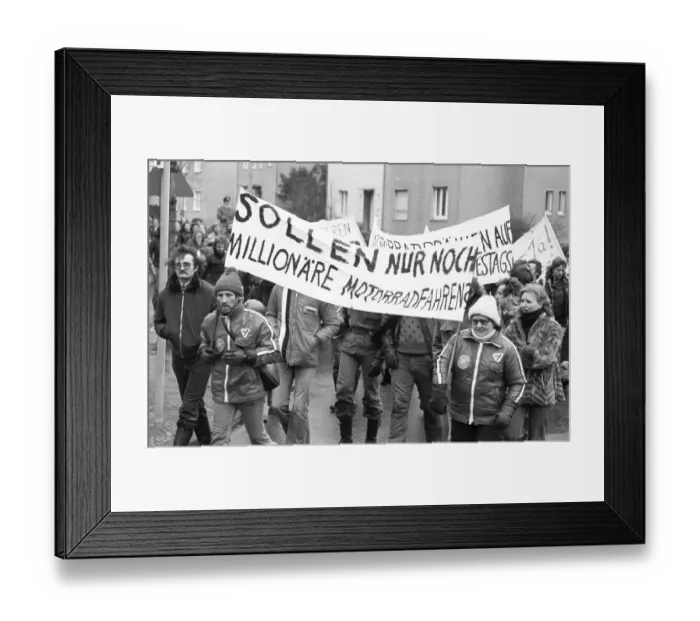 Framed Print : About 1, 500 motorbike riders rallied against a drastic increase in motorbike insurance premiums in Bonn