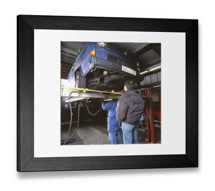 Framed Print : The Technical Inspection Association (TUeV) during the inspection of motor vehicles on 16