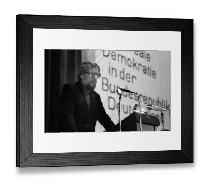 Framed Print : The Union Day of the German Peace Union (DFU) on 29 November 1975 in Dortmund is a party conference