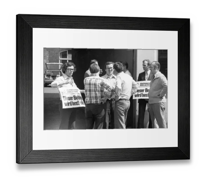 Framed Print : The printers strike in collective bargaining dispute on 7