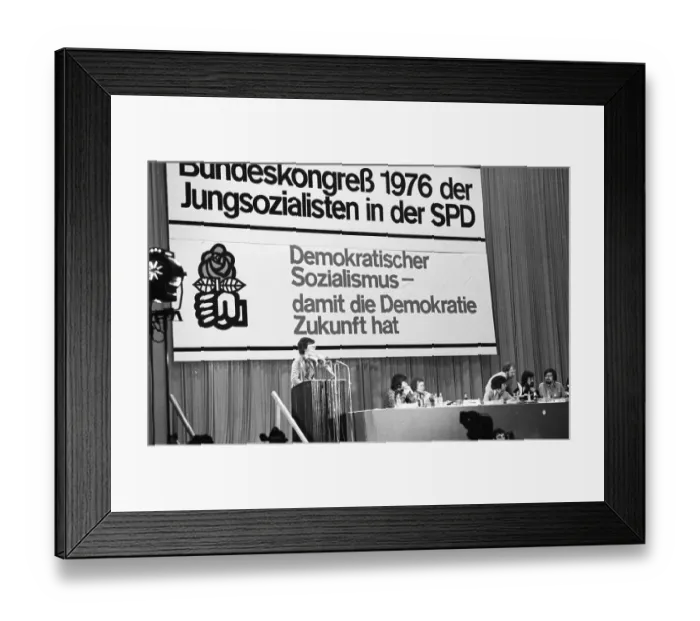 Framed Print : The Federal Congress of the Young Socialists in the SPD (Jusos) on 26 March 1976 in Dortmund Framed Print : The Federal Congress of the Young Socialists in the SPD (Jusos) on 26 March 1976 in Dortmund