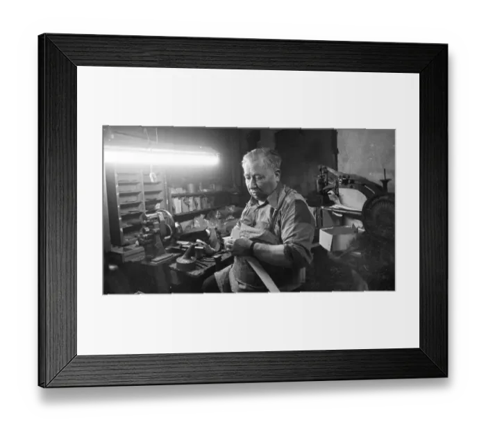 Framed Print : In the workshop of a Schumacher as a sole trader on 12 Framed Print : In the workshop of a Schumacher as a sole trader on 12