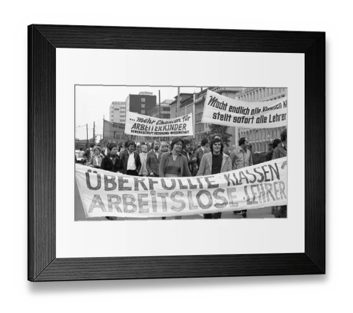 Framed Print : The Education, Science Union (GEW) demonstrated against teacher unemployment on 12