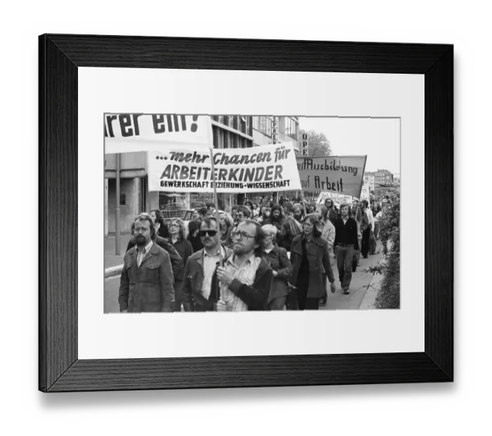 Framed Print : The Education, Science Union (GEW) demonstrated against teacher unemployment on 12