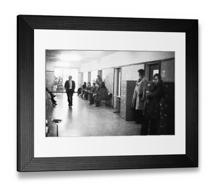 Framed Print : Unemployed people in the corridors of the Gelsenkirchen Labour Office on 28