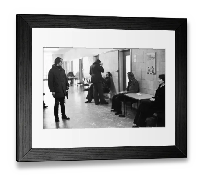 Framed Print : Unemployed people in the corridors of the Gelsenkirchen Labour Office on 28
