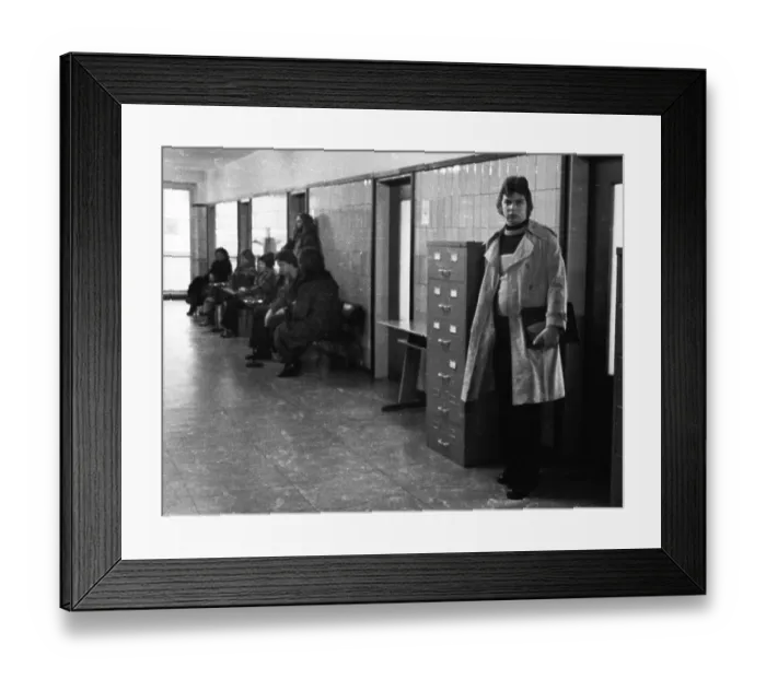 Framed Print : Unemployed people in the corridors of the Gelsenkirchen Labour Office on 28